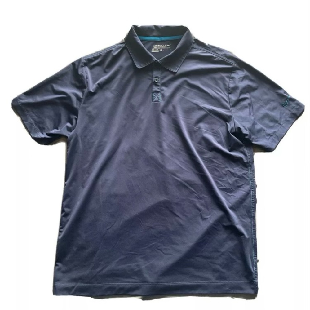 MENS NIKE POLO GOLF TOUR PERFORMANCE DRI FIT SIZE L BLUE SHORT SLEEVE SHIRT